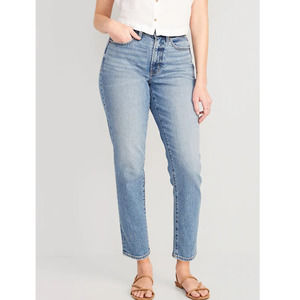 Old Navy High Rise Curvy OG Straight Jeans Womens 16 Stretch Blue Denim NEW